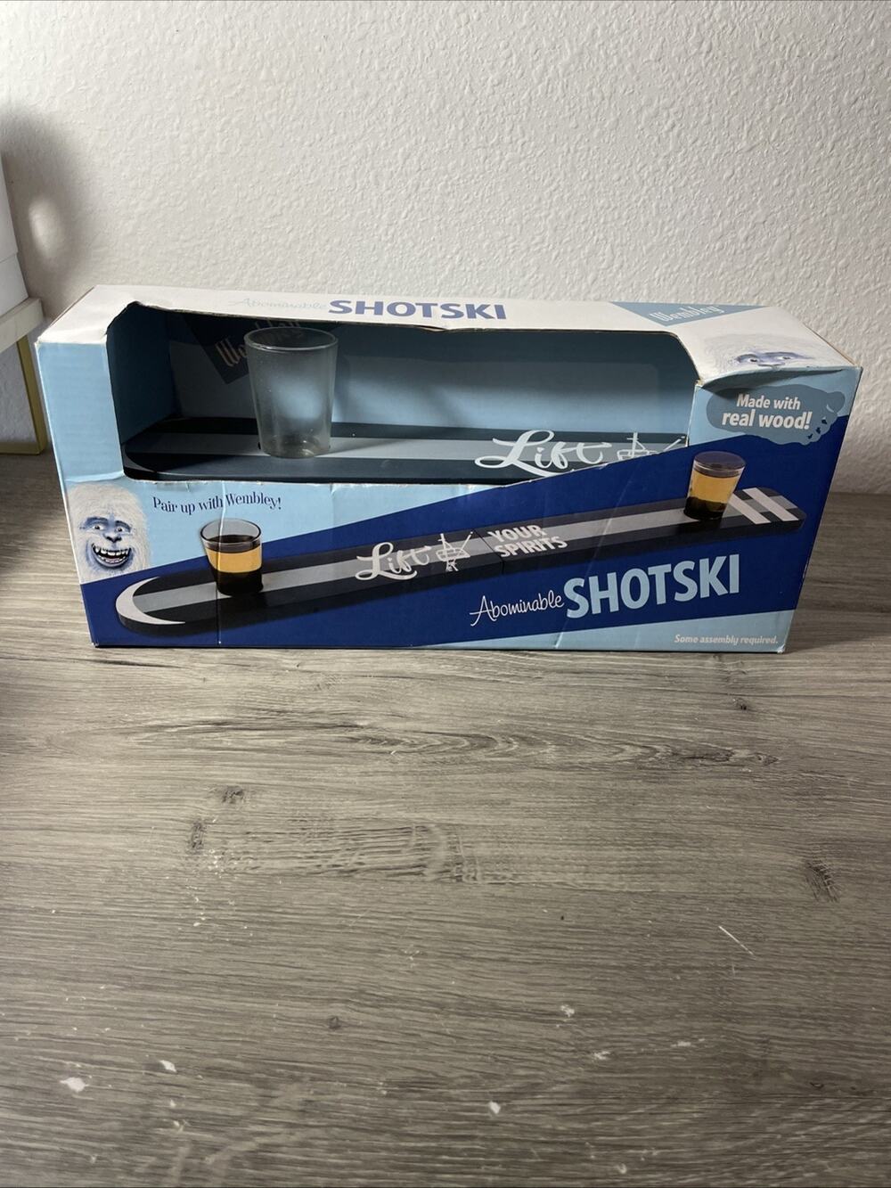 New Wembley Abominable Snow Man Shotski Real Wood Strategy Party Drinking Game